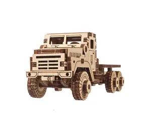 Ugears 3D-Mechanisches Holzpuzzle Militärlastwagen / Ab 14 Jahren / 91 Teile / Schwierigkeitsgrad: Niedrig 