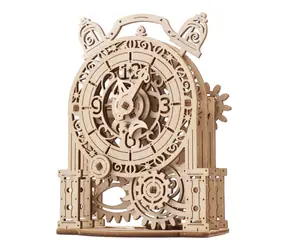 Ugears 3D-Holzpuzzle, dekorativer Wecker, ab 8 Jahren, 43 Teile, Schwierigkeitsgrad: Niedrig 