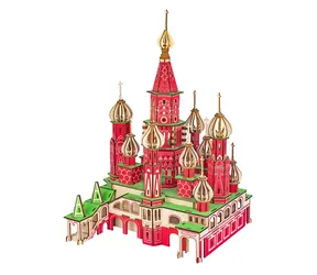 Woodcraft 3D-Holzpuzzle Tempel des Basilius des Seligen farbig / 484 Teile / ab 8 Jahren / Schwierigkeitsgrad: schwer 