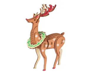 Woodcraft Holz 3D Puzzle Weihnachtsrentier / 29 Teile / ab 8 Jahren / Schwierigkeit: leicht 