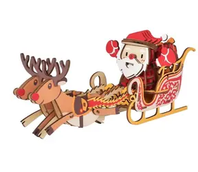 Woodcraft 3D-Holzpuzzle Weihnachtsmannschlitten / 103 Teile / ab 8 Jahren / Schwierigkeitsgrad: leicht