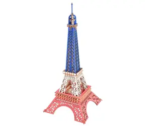 Woodcraft 3D-Holzpuzzle Eiffelturm in den Farben Frankreichs / 96 Teile / ab 8 Jahren / Schwierigkeitsgrad: einfach 