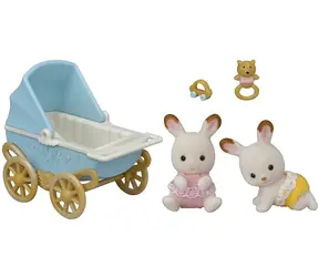 Sylvanian Families: Zwillinge von Schokoladenkaninchen mit Kinderwagen / ab 3 Jahren