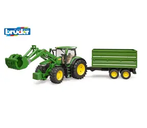 Bruder 03155 John Deere Traktor mit Frontlader und Kippanhänger / 1:16 / ab 3 Jahren
