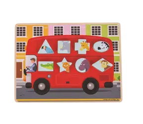 Bigjigs Toys Einsteck-Puzzle-Bus mit Tieren / ab 12 Monaten