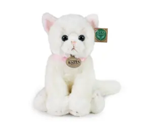 Rappa Plüschkatze sitzend weiß 25 cm / UMWELTFREUNDLICH / ab 0 Monaten 