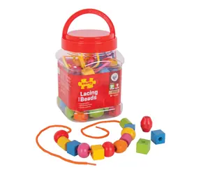 Bigjigs Toys Holzschnurperlen in einer Box / ab 3 Jahren