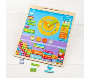 Bigjigs Toys Englischer Magnetkalender mit Uhr / ab 3 Jahren