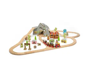 Bigjigs Rail Wild West Holzeisenbahnschiene / 62 Teile / ab 3 Jahren
