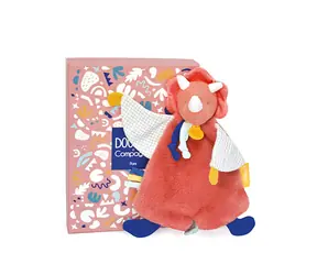 Doudou Geschenkset - Plüschmaus Dinosaurier orange 25 cm / ab 0 Jahren