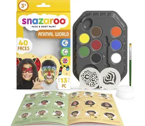 SNAZAROO 8er-Set Gesichts- und Körperfarben mit Vorlagen Tierwelt / ab 3 Jahren 