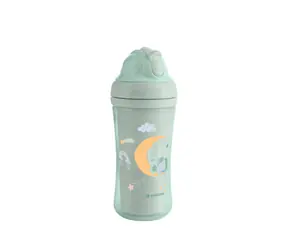KikkaBoo Becher mit Silikonstrohhalm 220 ml 8m+ Moony me Mint / ab 8 Monaten