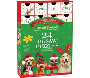 EUROGRAPHICS Puzzle-Adventskalender: Weihnachtspfoten / 24x50 Teile / ab 6 Jahren