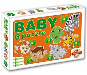 DOHÁNY Babypuzzle Tierköpfe - Safari 6 in 1 / 2-4 Teile / ab 2 Jahren