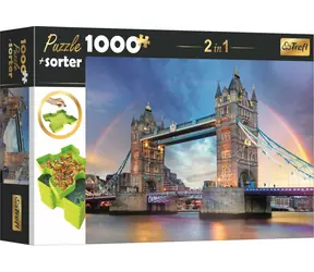 Trefl - Puzzle - 2in1 Tower Bridge, London mit Sortierer / 1000 Teile / 68,3 x 48 cm / ab 12 Jahren