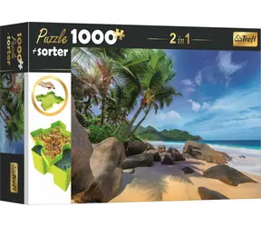 Trefl - Puzzle - 2in1 Exotischer Strand mit Sortierer / 1000 Teile / 68,3 x 48 cm / Alter 12+