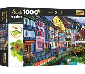 Trefl - Puzzle - 2in1 Colmar, Frankreich mit Sortierer / 1000 Teile / 68,3 x 48 cm / ab 12 Jahren