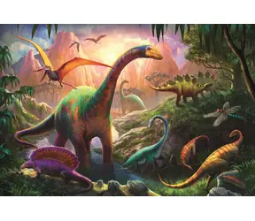 Trefl - Puzzle - Welt der Dinosaurier / 100 Teile / 41 x 27,8 cm / ab 5 Jahren