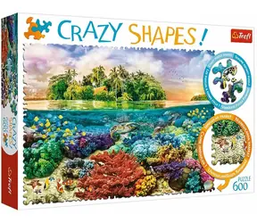 Trefl - Puzzle - Crazy Shapes Puzzle Tropical Island / 600 Teile / 68 x 48 cm / Alter 10+