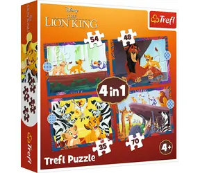 Trefl - Puzzle - Tapferer König der Löwen 4 in 1 / 35|48|54|70 Teile / 28,5 x 20,5 cm / Alter 4+