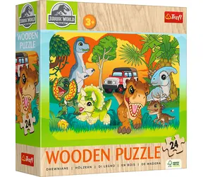 Trefl - Puzzle - Holzpuzzle Jurassic World: Meet the Dinosaurs / 24 Teile / 28 x 19,5 / ab 3 Jahren