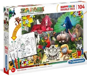 Clementoni Doppelseitiges PUZZLE Zafari: Im Dschungel / 104 Teile / ab 6 Jahren