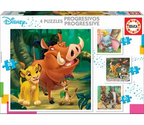 Educa Puzzle Disney Fairy Tales 4in1 / (12 & 16 & 20 & 25 Teile) / ab 3 Jahren 