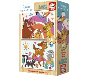Educa Holzpuzzle Der König der Löwen und Bambi / 2x16 Teile / ab 3 Jahren