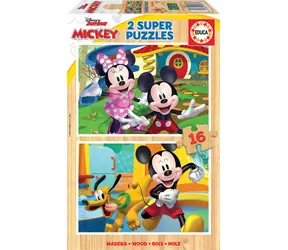 Educa Holzpuzzle Mickey und Minnie / 2x16 Teile / ab 3 Jahren