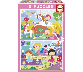Educa Puzzle Einhörner und Feen / 2x48 Teile / ab 4 Jahren