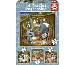 Educa Puzzle Waldgeschichten 4in1 / (12 & 16 & 20 & 25 Teile) / ab 3 Jahren