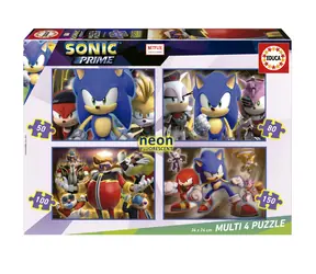 Educa Leuchtpuzzle Sonic Prime 4in1 / (50 & 80 & 100 & 150 Teile) / ab 5 Jahren