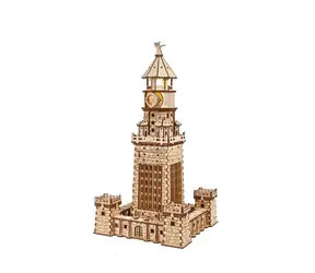 Ugears 3D-Holzpuzzle mit mechanischem Mechanismus Leuchtturm von Alexandria