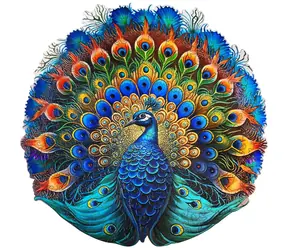 EscapeWelt Holzpuzzle Pfau / 500 Teile / Schwierigkeit: hoch / ab 8 Jahren