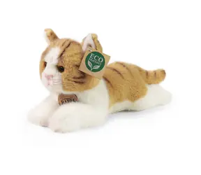Rappa Plüschkatze liegend braun-weiß 20 cm / UMWELTFREUNDLICH / ab 0 Jahren