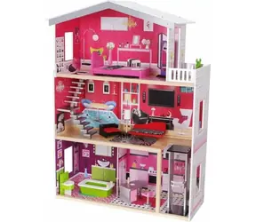 ECOTOYS Malibu Puppenhaus mit Möbeln / ab 3 Jahren