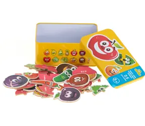 KIK Holzpuzzle in der Blechdose Obst und Gemüse / 25x2 Teile / ab 3 Jahren