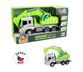 MaDe 14283 - Schwungrad-Baggerauto, mit Licht und Sound, batteriebetrieben, 28,5 x 10 x 15,5 cm