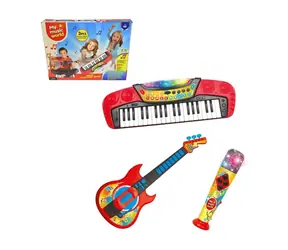 MaDe 07994 - 3-in-1-Set: Elektronisches Klavier (37 Tasten), Gitarre, Mikrofon