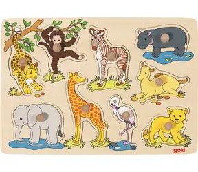 GOKI Holzpuzzle Afrikanische Jungtiere 9 Teile / ab 12 Monaten