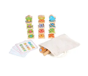 Lucy & Leo Little Friends Balancespiel aus Holz mit Vorlagen / 33 Teile / ab 3 Jahren