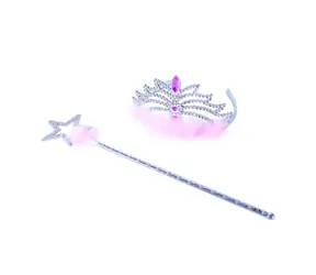 Rappa Prinzessinnenkrone mit Zauberstab - Rosa