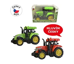 MaDe 00921 Traktor mit Tschechisch Stimme, Licht und Sound, Schwungrad / 14 cm / ab 3 Jahren