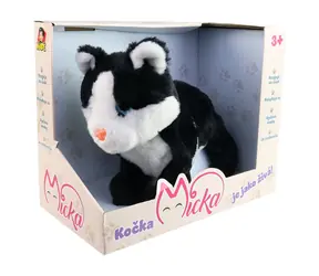 MaDe 12617 Mick die Katze, batteriebetrieben, reagiert auf Geräusche, schwarz / 26 cm / ab 3 Jahren