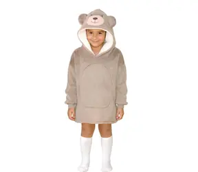 Cozy Noxxiez CH308 Bär - warme TV-Sweatshirt-Decke mit Kapuze für Kinder von 3 bis 6 Jahren
