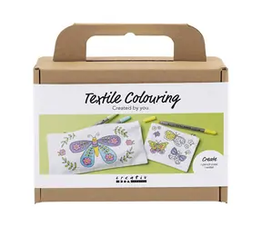 Kreatives Set von Creativ Company: Textilmalerei-Federmäppchen & Geldbörse mit Schmetterlingsmotiv / ab 4 Jahren