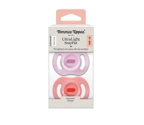 Tommee Tippee Silikon-Schnuller, ultraleicht, 0-6 Monate, 2 Stück - verschiedene Farben 