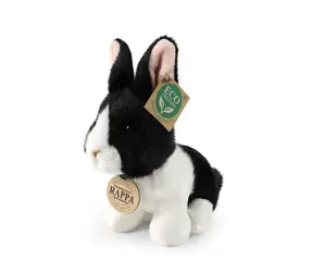 Rappa Plüschhase, weiß-schwarz, sitzend, 16 cm / UMWELTFREUNDLICH / ab 0 Monaten 