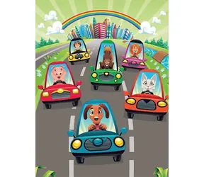 ART PUZZLE 5901 Holzpuzzle „Niedliche Fahrer“ / 100 Teile / ab 6 Jahren