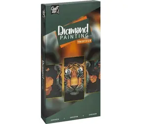 CRAFT ID Diamantmalerei auf Rahmen Tiger-Triptychon 40x20 cm + 30x20 cm